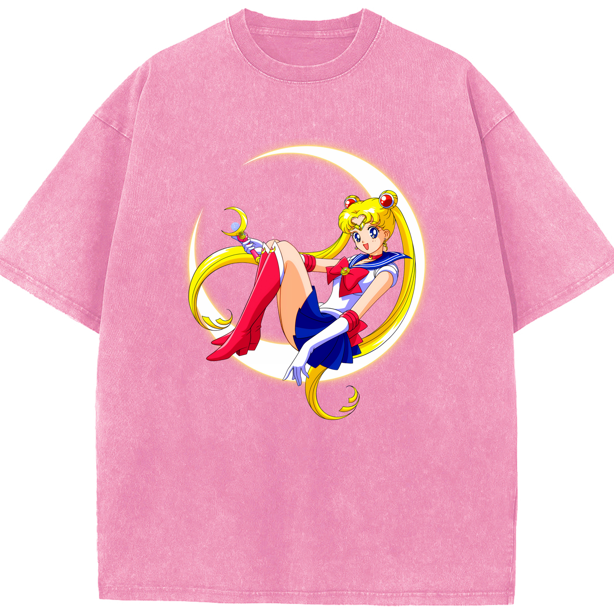 （画像用） 美少女戦士セーラームーン 月野 うさぎ つきの うさぎ Sailor Moon Tsukino Usagi 綿100% ヴィンテージ風 半袖Tシャツ（フロントプリント）